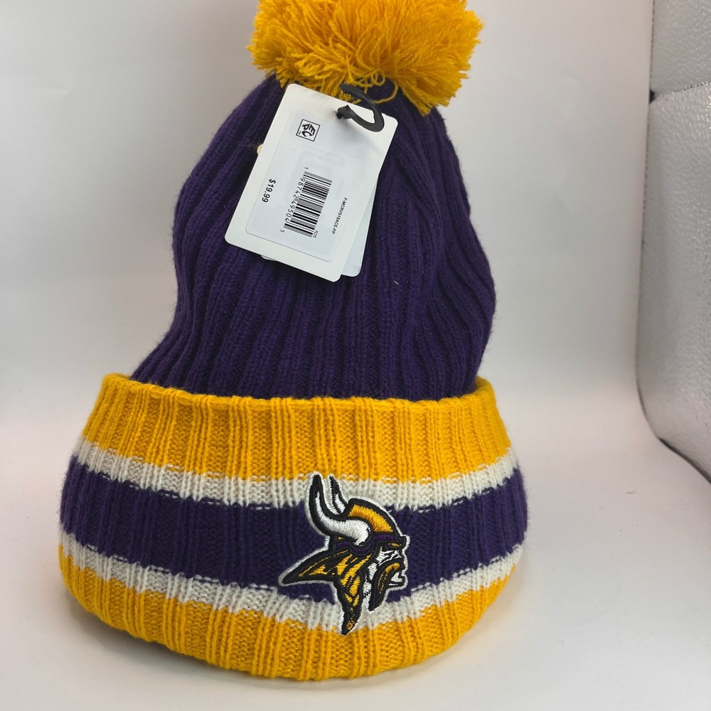 NFL Minnesota Vikings Beanie OS Yellow Purple White NEW Embroidered Logo